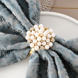 пръстени за салфеки 6 бр. Перли с камъчета