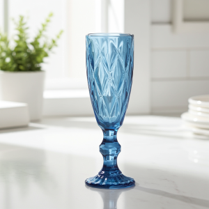 чаши за шампанско 6 бр. Blue Ocean - релефно и стабилно стъкло