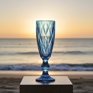 чаши за шампанско 6 бр. Blue Ocean - релефно и стабилно стъкло