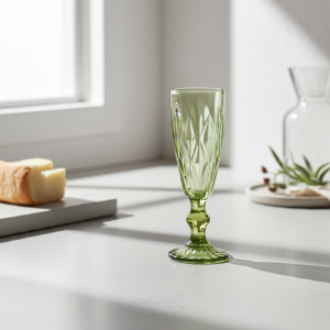 чаши за шампанско 6 бр. Green Valley - релефно и стабилно стъкло
