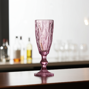 чаши за шампанско 6 бр. Purple Rain - релефно и стабилно стъкло