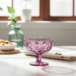 чаши за сладолед или крем 6 бр. Purple Rain - релефно и стабилно стъкло
