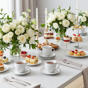 чаши за кафе или чай 12 части White and Silver