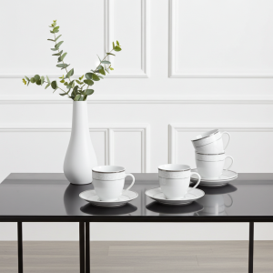 чаши за кафе или чай 12 части White and Silver