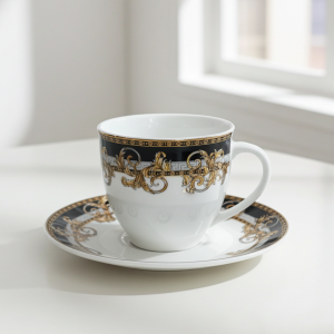 чаши за кафе или чай 6 бр. с чинийки 6 бр. Black & Gold