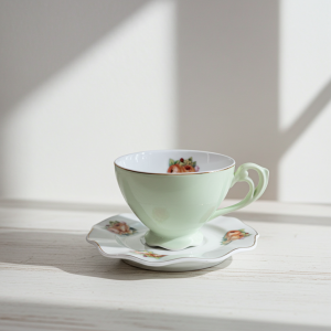 чаши за кафе 2 бр. с чинийки Green Magic - порцелан