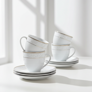 чаши за кафе или чай 6 бр. с чинийки 6 бр. Gold and Silver