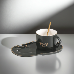 чаша за капучино или чай, дълга чинийка за сладки и лъжичка Wood Elves Blue