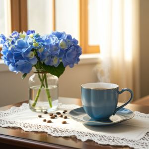 чаша за капучино или чай, чинийка и лъжичка Curly Blue