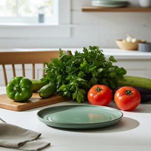 керамична основна чиния за сервиране 25 см Nordic Green, Beige, Gray