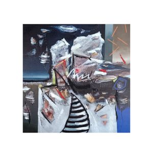 картина Абстракт канава с ръчно рисувани елементи 60 х 60 см