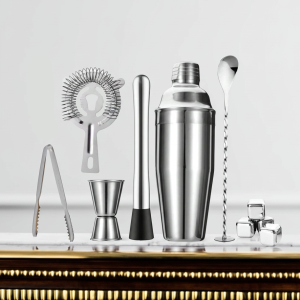 комплект за коктейли с метален шейкър 750 мл 10 части Morello Silver