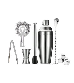 комплект за коктейли с метален шейкър 750 мл 10 части Morello Silver