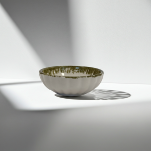 ретро купа за десерт и снакс, 11 см, зелен кант