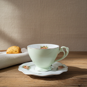 чаши за капучино или чай 6 бр. с чинийки 6 бр. Green Magic - порцелан