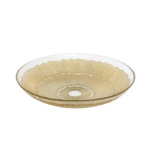 стъклена фруктиера Secret de Gourmet, 30 см златист декор, стъкло