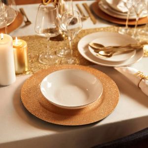 подложна чиния Secret de Gourmet, 33 см златист брокатен декор