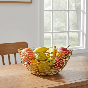 модерна Златна Метална Фруктиера Арт Дизайн 22,5 и 25,5 см