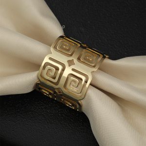 метални пръстени за салфетки Morello Gold с класически гръцки мотив. Комплект от 6 бр.