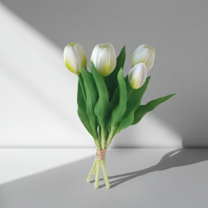 Букет 5 бр. бели изкуствени лалета Morello | Real Touch | liv.bg