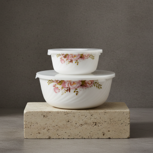 комплект купи Morello Floral Pink от опал с капаци – 2 части | liv.bg