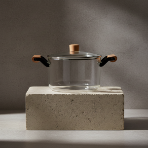 Голяма стъклена тенджера Morello Crystal – 3.5 литра, Термоустойчиво боросиликатно стъкло с дървени дръжки