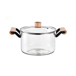 Голяма стъклена тенджера Morello Crystal – 3.5 литра, Термоустойчиво боросиликатно стъкло с дървени дръжки