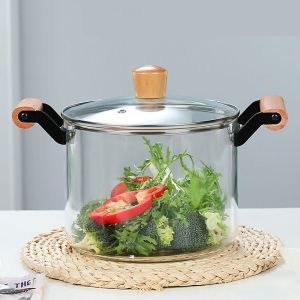 Семейна стъклена тенджера Morello Crystal – 4.5 литра, XL Боросиликатно стъкло с премиум дървени дръжки