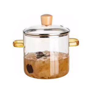 стъклена тенджера Morello – Естетика и съвършенство във всяка капка (2.3 литра) кехлибарени дръжки