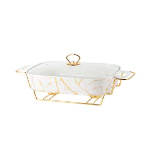 луксозен керамичен съд за топло сервиране Morello Marble Gold – 1.8 л