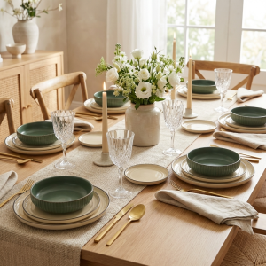 сервиз за хранене Morello Nordic, 18 части – бежов, зелен, бежов