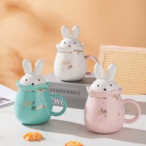 Чаша със сламка Бял или Зелен Заек - порцелан