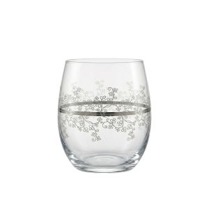 Комплект от 6 луксозни кристални чаши за уиски Bohemia Crystalex Viola Platinum с гравиран платинен кант