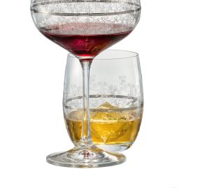 Комплект от 6 луксозни кристални чаши за уиски Bohemia Crystalex Viola Platinum с гравиран платинен кант