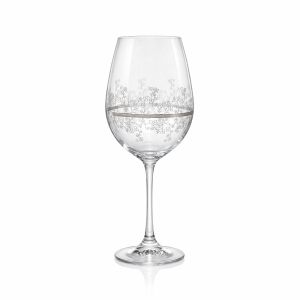 Комплект от 6 елегантни кристални чаши за вино Bohemia Crystalex Viola Platinum с нежна гравюра и платинен декор