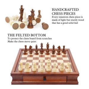 Луксозен магнитен шах Morello от камфорово дърво с две чекмеджета