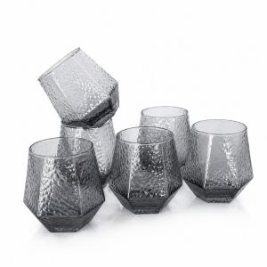 Комплект от 6 броя сиви опушени чаши Morello 300 мл с ефект на ковано стъкло