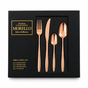 Луксозни прибори за хранене Morello New Elegant Rose Gold - 24 части             