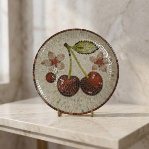 Керамична десертна чиния Morello Cherry Mosaic 19 см с плодов мотив и ефект на мозайка от онлайн магазин liv.bg