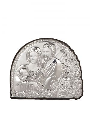 Икона 6 х 5 Светото семейство със сребърно покритие 