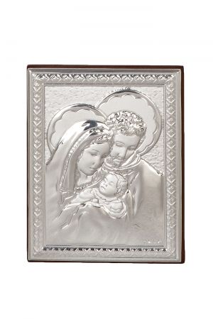 Икона 7 х 5 см Светото семейство със сребърно покритие 