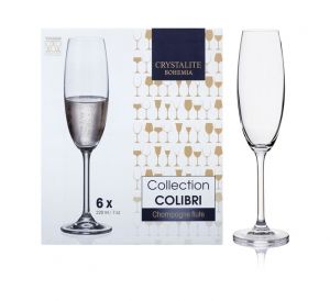 чаши за шампанско Colibri 220 мл, Bohemia Crystalite