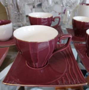 Чаши за капучино и чай 4 части Burgundy 