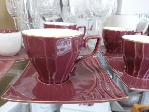 Чаши за капучино и чай 4 части Burgundy 