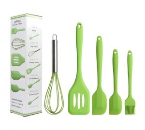 силиконов  комплект готварски прибори 5 бр. зелени