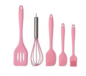 силиконов комплект прибори за готвене 5 бр. розови