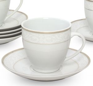 чаши за кафе или чай 6 бр. с чинийки 6 бр. Gold and Silver