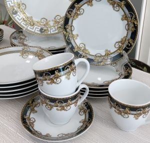 чаши за кафе или чай 6 бр. с чинийки 6 бр. Black & Gold