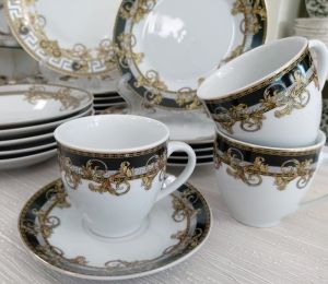 чаши за кафе или чай 6 бр. с чинийки 6 бр. Black & Gold