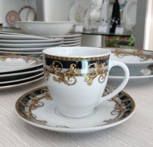 чаши за кафе или чай 6 бр. с чинийки 6 бр. Black & Gold